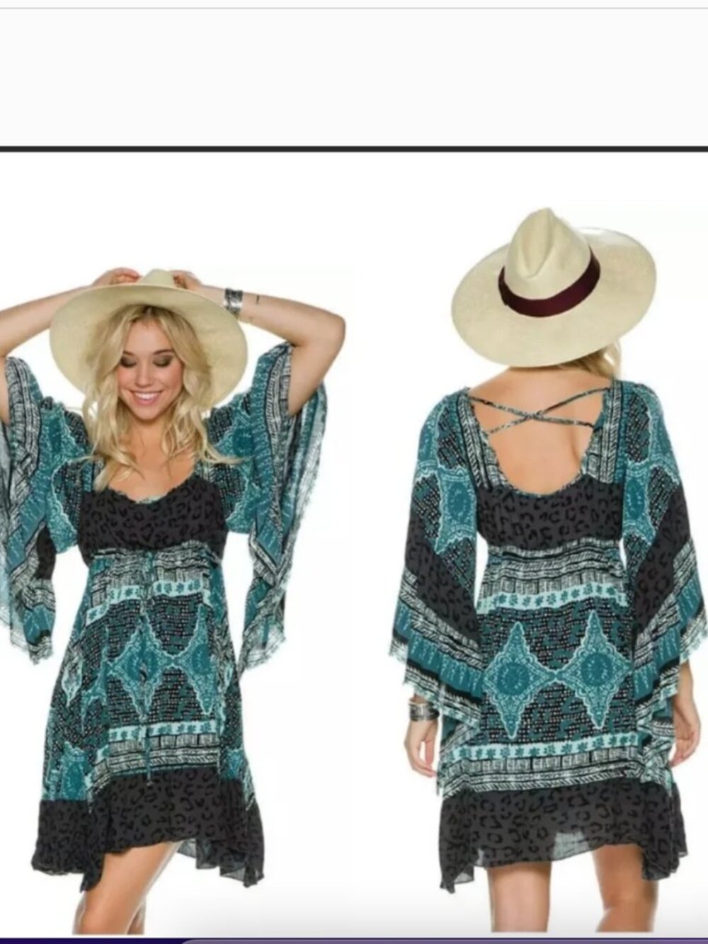 Free people heart of gold butterfly sleeve boho dress Babydoll beachy vacation